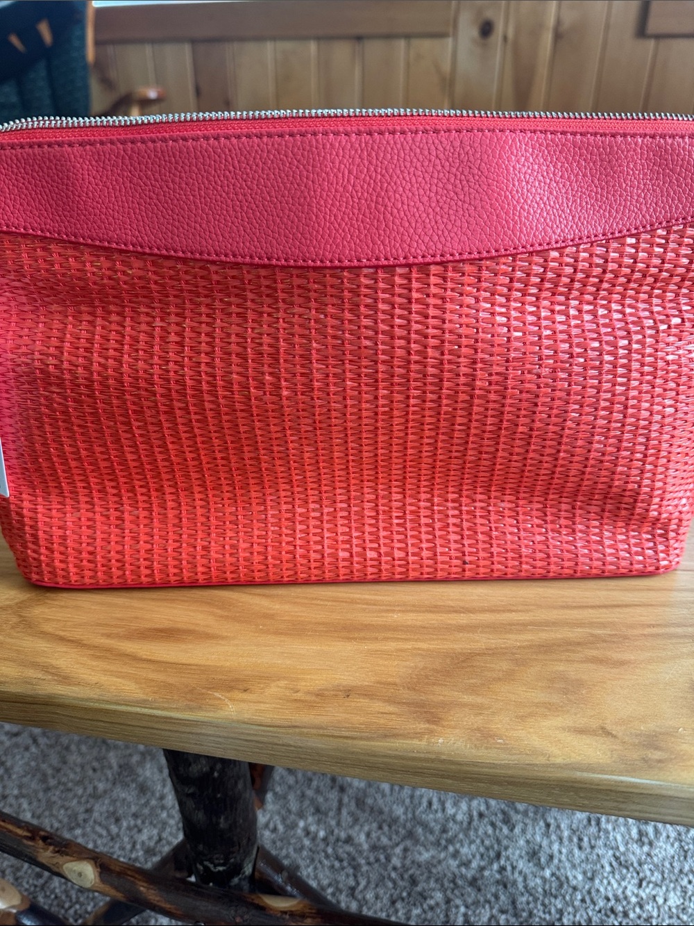 Woven Coral Women's Zip-Top Cosmetic Pouch